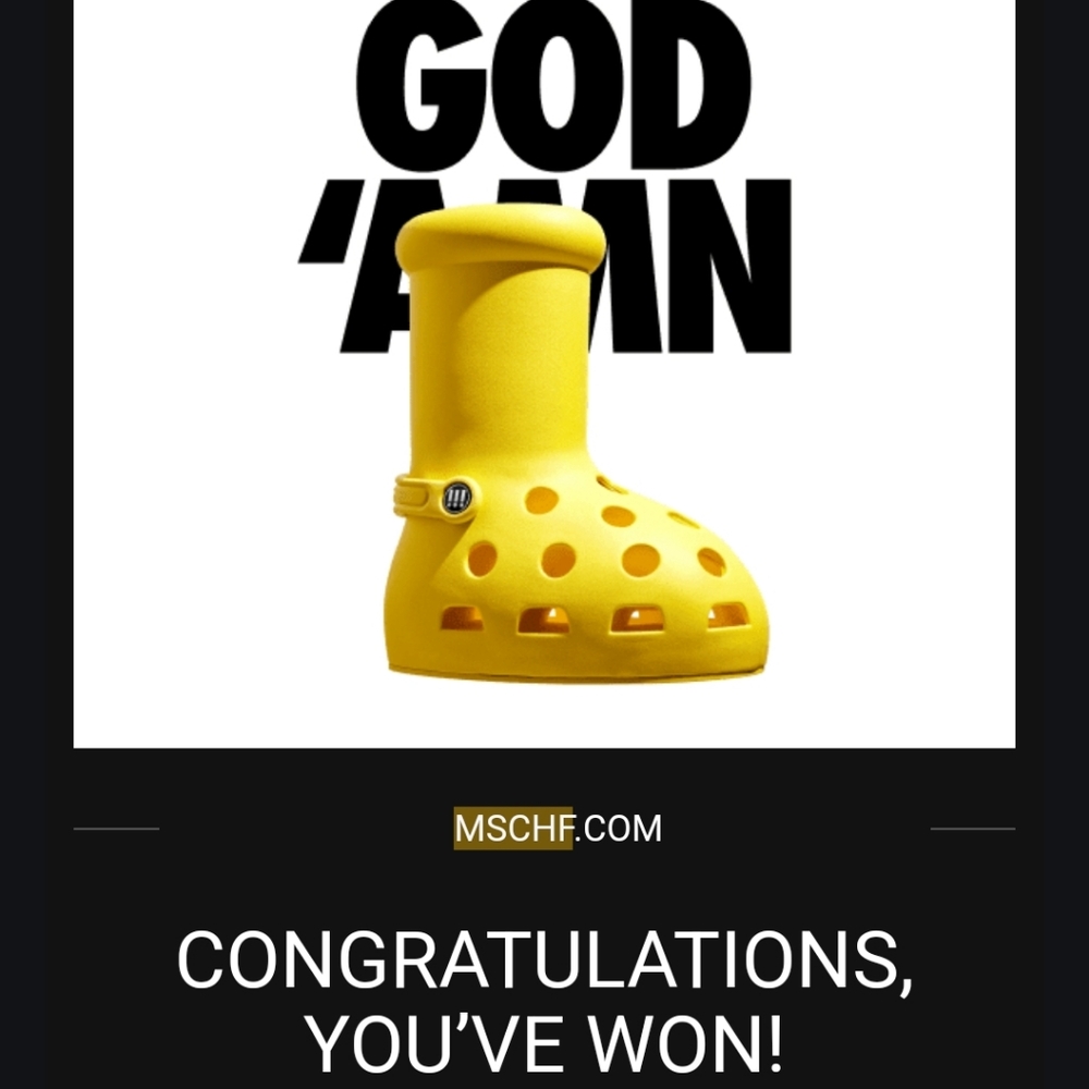 CROCS x MSCHF-Big Red Boot “YELLOW”-US Men's 11-NEW IN BOX